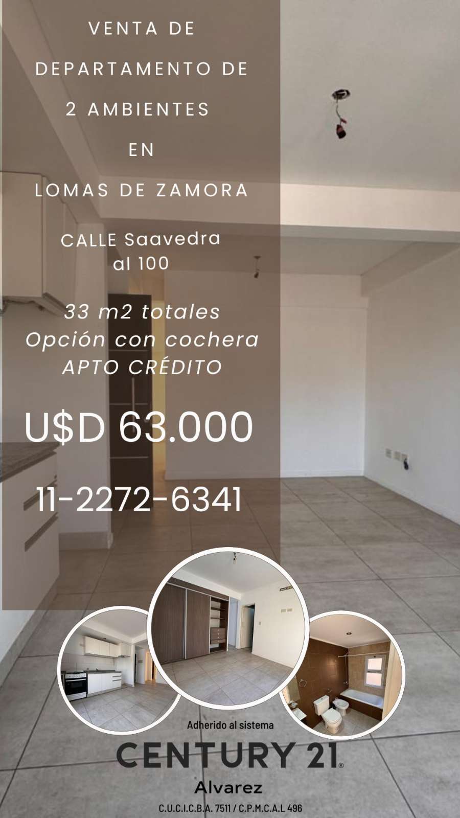 Departamento en Lomas de Zamora en Venta · 1 dorm · 2 ambientes · 33 m² de lote - Imagen 1