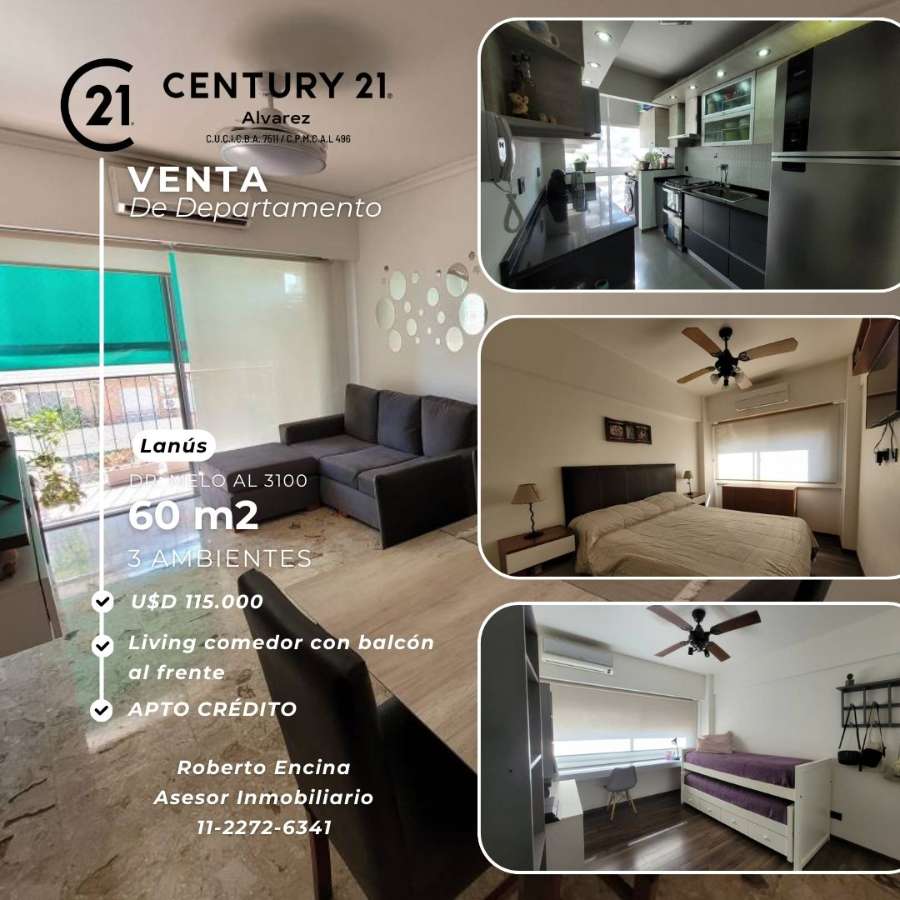 Tu próximo Departamento en Venta en Lanus · 2 dorm · 3 ambientes · 60 m² de lote - Imagen 1