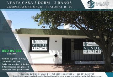 Venta casa  dormitorios en barrio uritorco valor consultar peatonal b  - Córdoba - Imagen 1