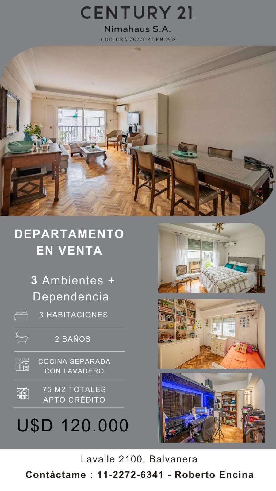 Departamento disponible en Balvanera · 3 dorm · 3 ambientes · 81 m² de lote - Imagen 1