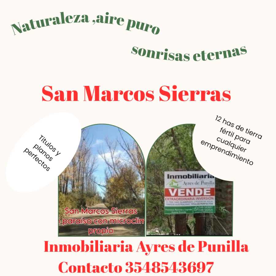 Campo en San Marcos Sierra en Venta · 12 ha - Imagen 1