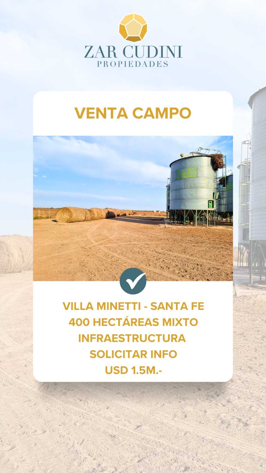 Campo disponible para la en Venta en Santa Fe · 400 ha - Imagen 1