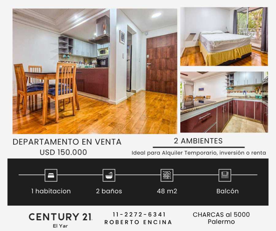 Departamento en Palermo en Venta · 1 dorm · 2 ambientes · 48 m² de lote - Imagen 1