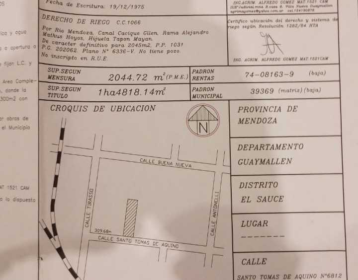 Vendo Terreno De 4600 Sobre Calle Santo Tomas De Aquino - Imagen 1