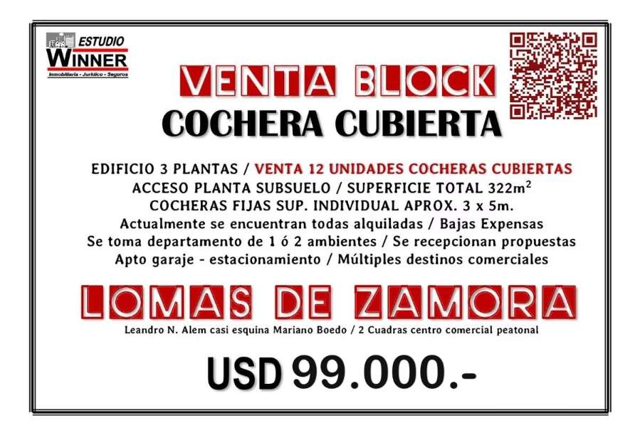 Cochera disponible para la en Venta en Lomas de Zamora - Imagen 1