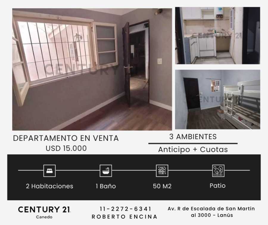 Departamento en Lanus para en Venta · 2 dorm · 3 ambientes · 54 m² de lote - Imagen 1