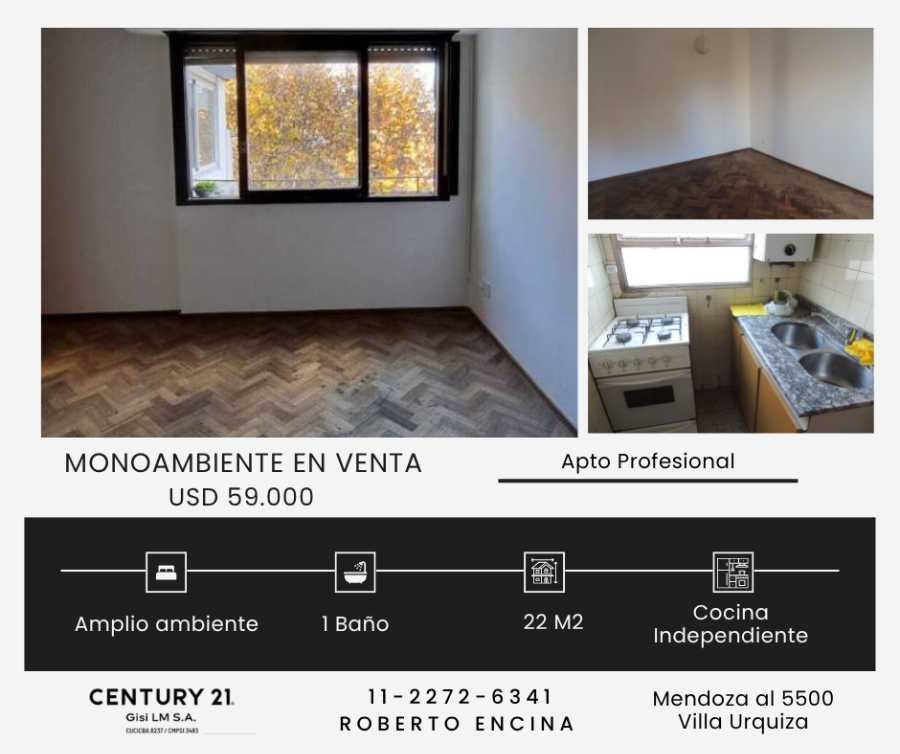 Excelente Departamento en Villa Urquiza en Venta · 1 dorm · 1 ambientes · 23 m² de lote - Imagen 1