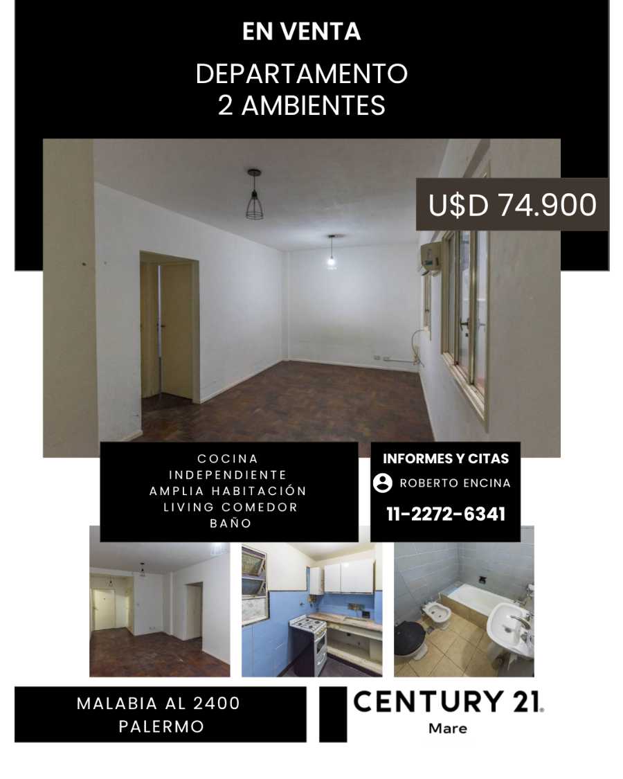 Departamento en Palermo para en Venta · 1 dorm · 2 ambientes · 35 m² de lote - Imagen 1