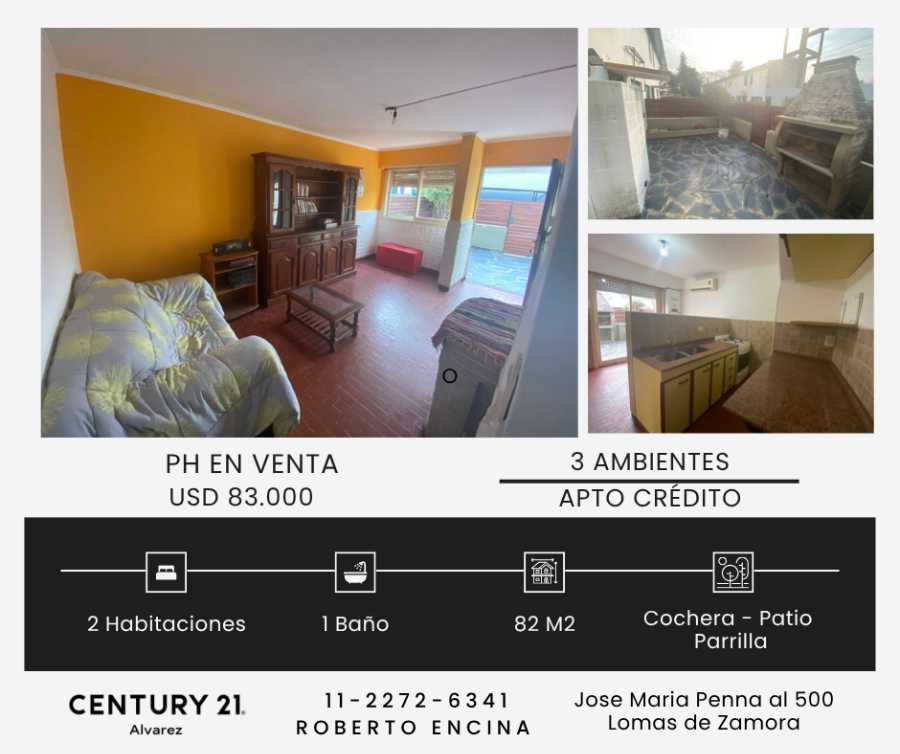 Casa en Venta en Lomas de Zamora · 2 dorm · 3 ambientes · cochera · 82 m² de lote - Imagen 1