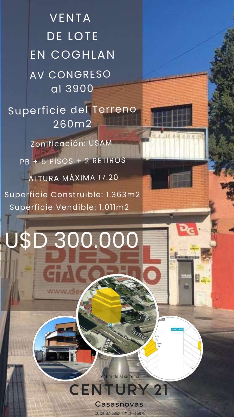 Comprar Terreno en Coghlan · frente 805 m · largo 2.265 m · 313 m² de lote - Imagen 1