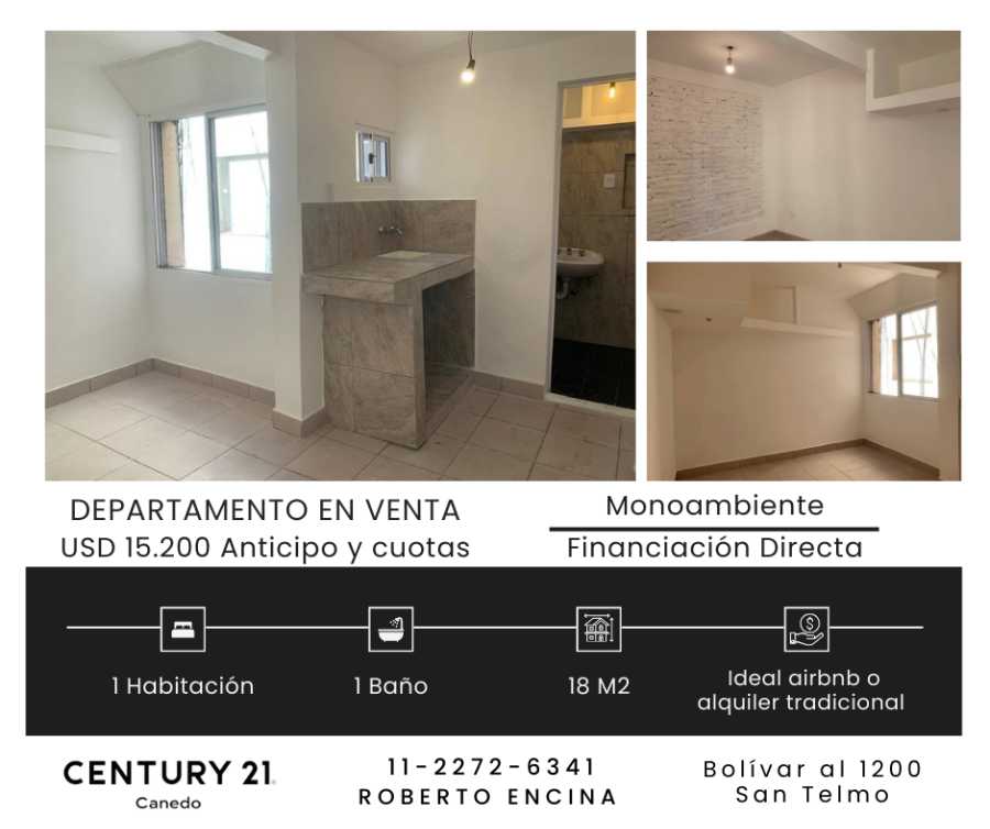 Departamento en Venta en San Telmo, · 1 dorm · 1 ambientes · 18 m² de lote - Imagen 1