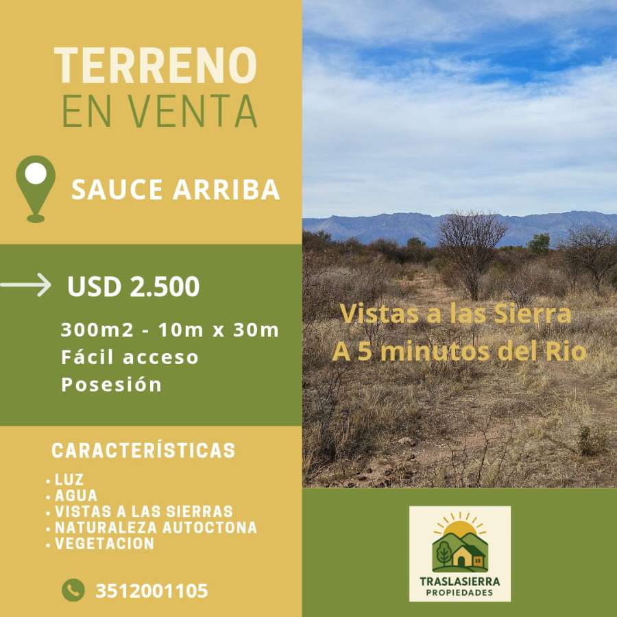 Oportunidad: Terreno en Venta en Villa Dolores · frente 10 m · largo 30 m · 300 m² de lote · dueño directo - Imagen 1