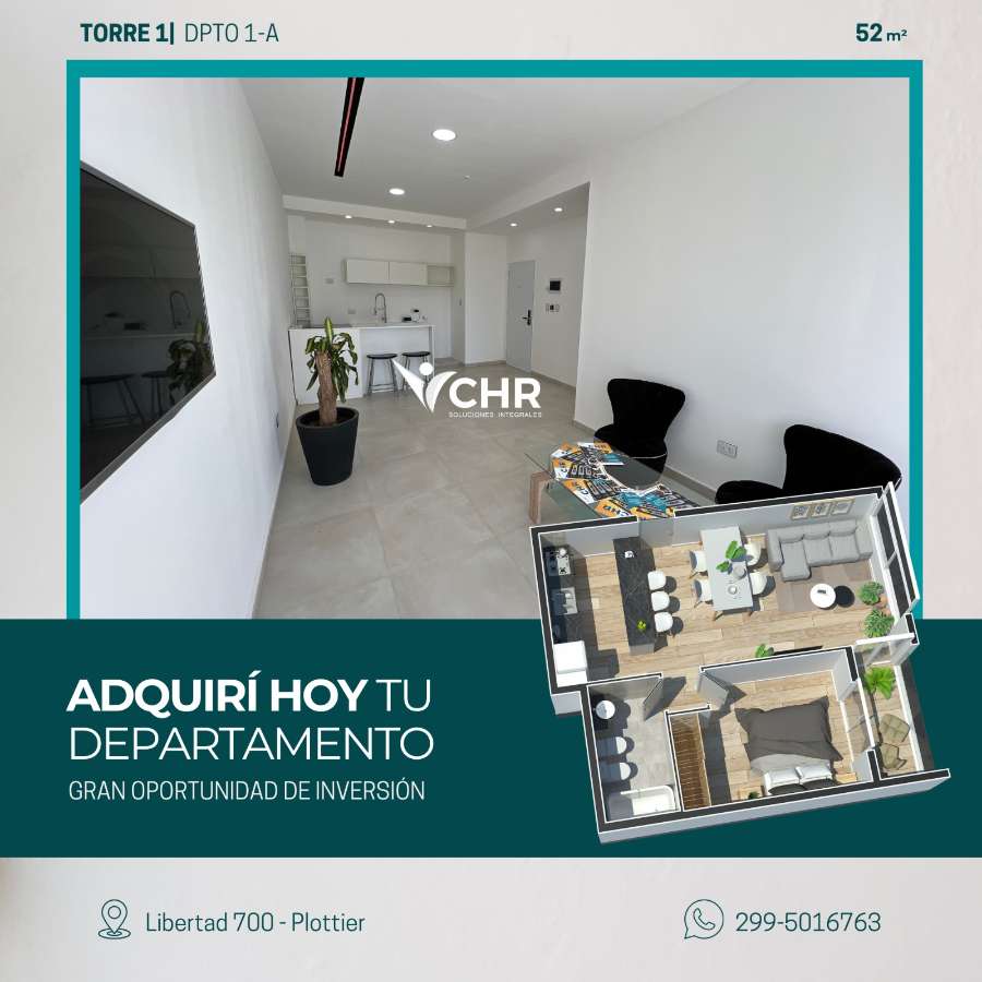Emprendimiento disponible para la en Venta en Plottier · 1 dorm · 2 ambientes - Imagen 1