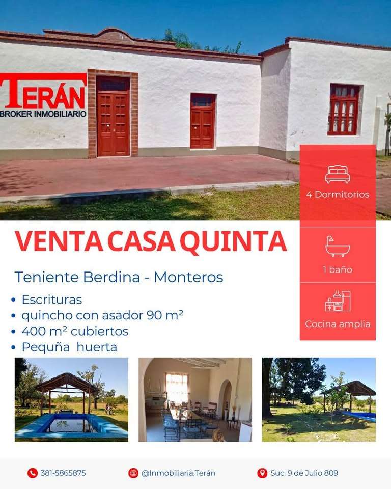 Excelente Campo en Monteros en Venta · 4 o más dorm · cochera · 2 ha - Imagen 1