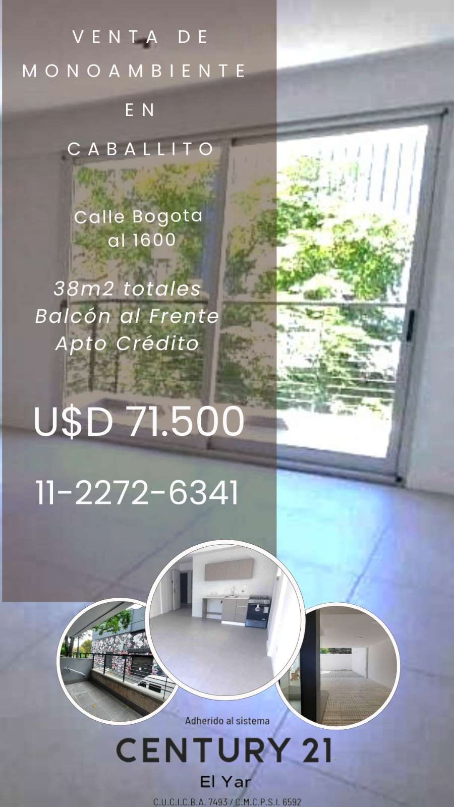 Departamento en Caballito en Venta · 1 dorm · 1 ambientes · 38 m² de lote - Imagen 1