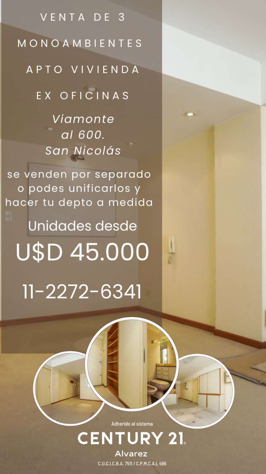 Oportunidad: Departamento en Venta en San Nicolás · 1 dorm · 1 ambientes · 34 m² de lote - Imagen 1