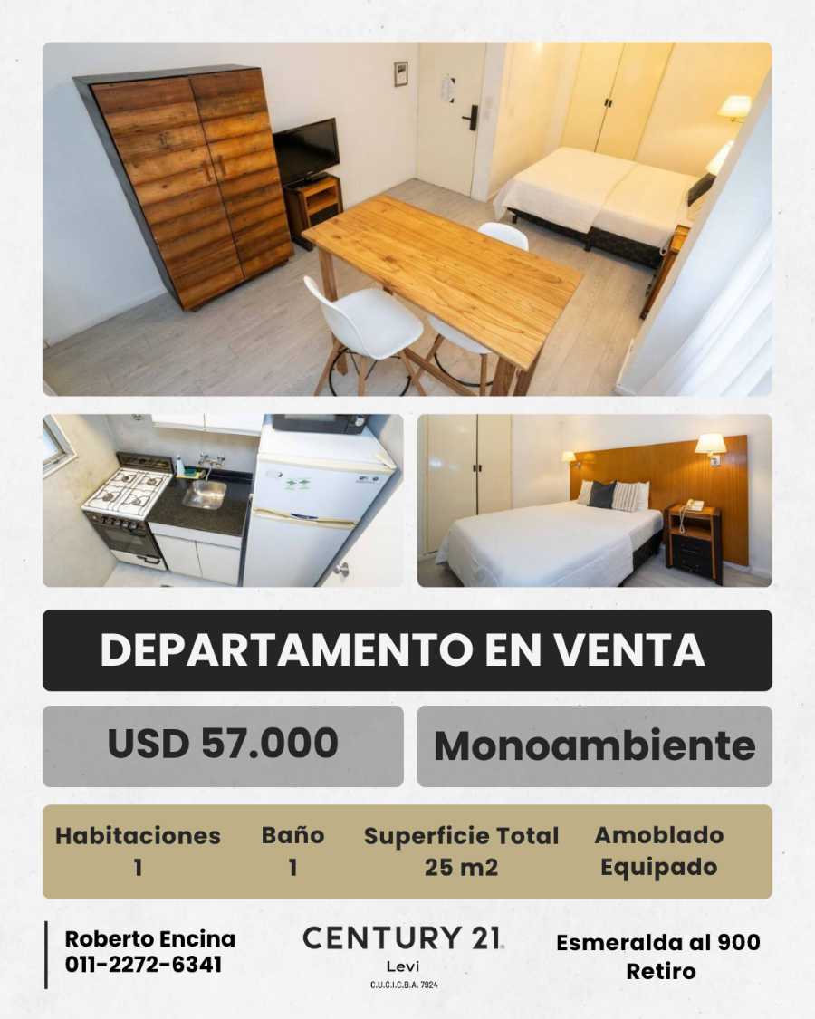 Departamento en Retiro para en Venta · 1 dorm · 1 ambientes · 25 m² de lote - Imagen 1