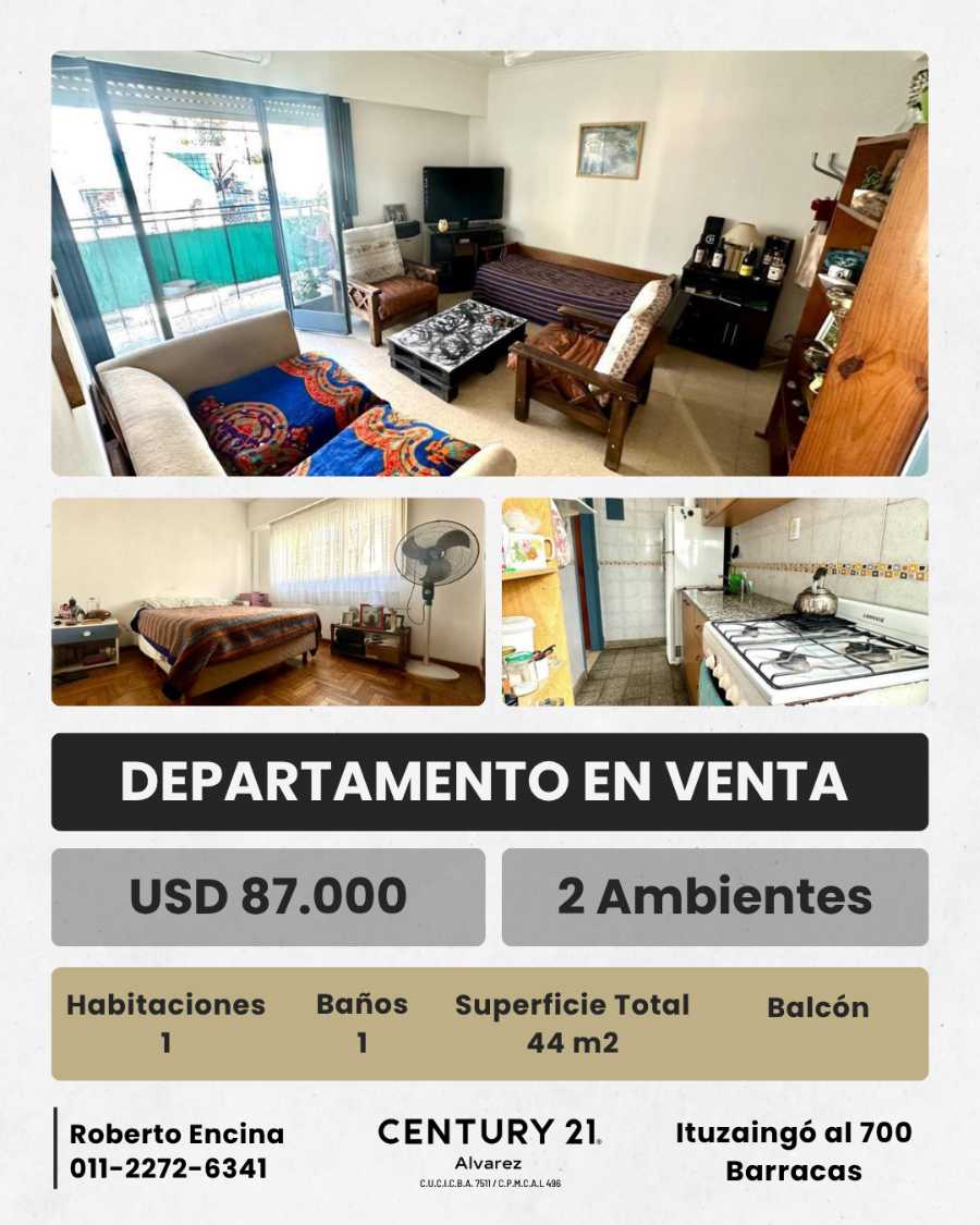 Oportunidad: Departamento en Venta en Barracas · 1 dorm · 2 ambientes · 44 m² de lote - Imagen 1