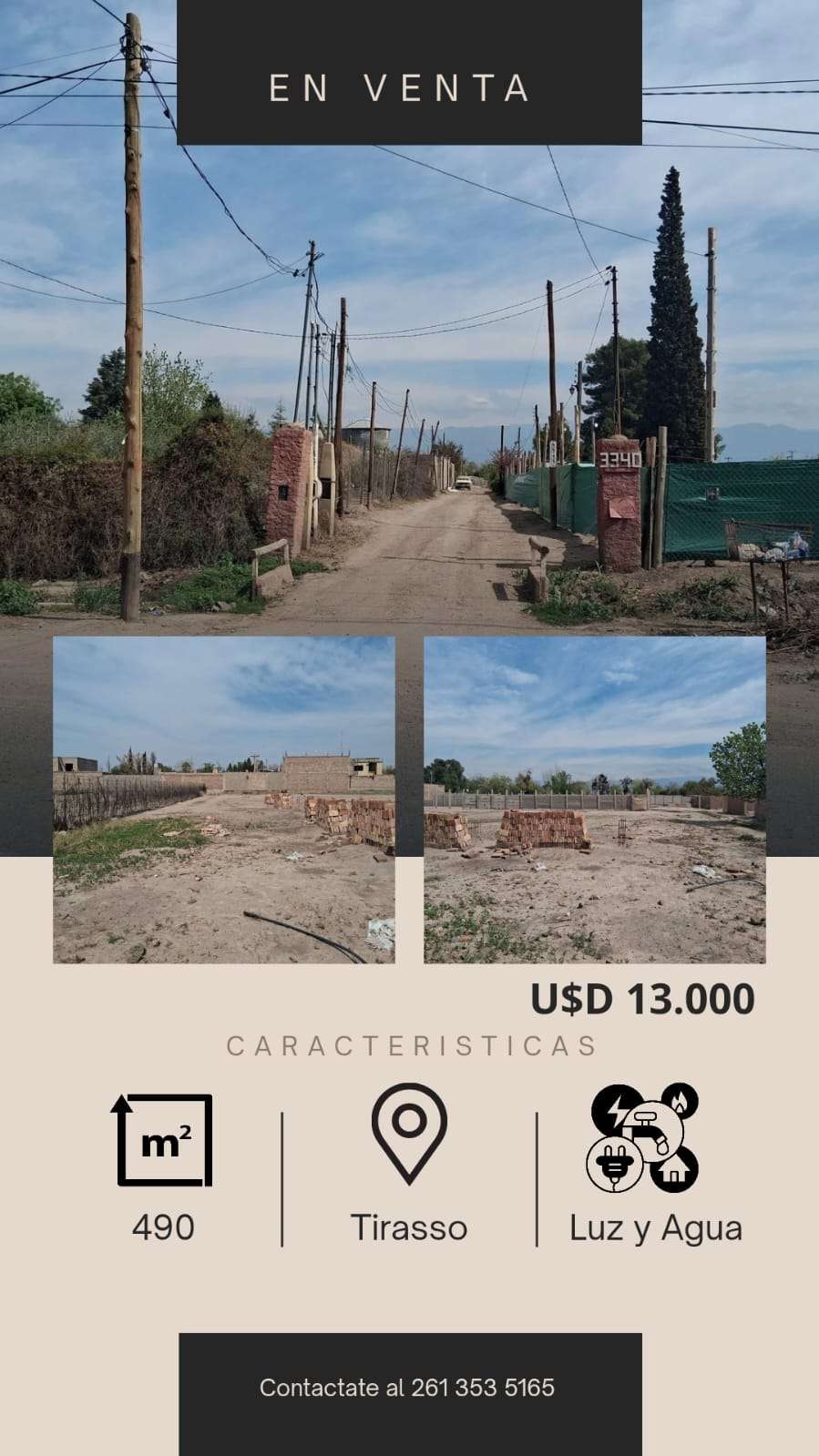 Terreno disponible en Corralitos · frente 10 m · largo 49 m · 490 m² de lote - Imagen 1